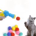 Plush ball launcher cat toy self-relive stuffy plush ball elastic cat teasing cat stick pet toy. 