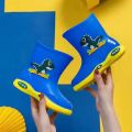 Baby Shoes Children's Shoes Boys and Girls Rain Boots with Cartoon Design Warm and Anti-Slip Perfect for Rainy Days.