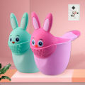 Cute Cartoon Rabbit Baby Bath Cup Kids Wash Hair Shower Shampoos Rinse Cup Multifunctional Sprinkler Baby Hair Bath Shampoos Rinse Bath Rinser with Handle. 