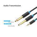 VENTION 3.5mm to Dual 6.5mm Audio Cable 3.5mm Male AUX to 6.35mm Splitter with Left and Right Soundtrack Switch for Phone Amplifier Speaker Stereo 5M/16.40ft Black.