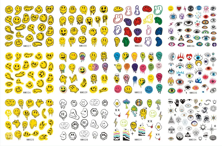 12%20patterns%20Trippy%20Smile%20Face%20Nails%20Water%20Decals%20Mushroom%20Slider%20Decals%20Trippy%20Nail%20Art%20Rainbow%20Transfer%20Sticker%20Decals%20Eyes%20-%20Image%202