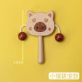 Newborn tambourine 3-6 months baby solid wood hand ringing toy can be chewed, full moon gift 0-1 years old. 