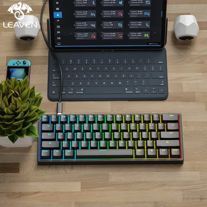 LEAVEN%20K620%20Wired%20Mechanical%20Keyboard%2061%20Keys%20RGB%20Lights%20Green%20Axis%20ESports%20Gaming%20Office%20Personality%20Key%20Computer%20Accessories%20-%20Image%203