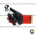 Heavy Duty Smooth Work Gloves Nitrile Coated Red Black Firm Grip Nitrile Coated Gloves. 