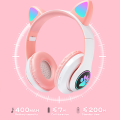 Cute Kitty Headphone_Cute Cat Headphone_STN-28 Over Ear Music Headset Glowing Cat Ear Headphones Foldable Wireless BT5.0 Earphone with Mic.