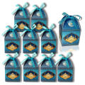 Eid Mubarak Boxes Elegant 2024 Edition 10Pcs Set Ramadan Gift Boxes Castle Design Decorative Candy Packaging for Celebrations Ramadan Decor Eid Gifts Islamic Events Party Favors.