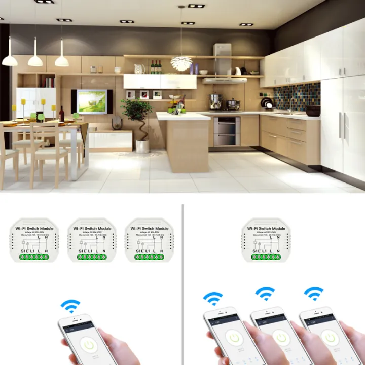 Ecocc%E3%80%90COD%E3%80%91Smart%20Switch%20Smart%20Life/Tuya%20APP%201/2%20Way%2090-250V%20WiFi%20Switch%20Module%20With%20Rail%20bracket%20Work%20With%20Alexa%20Google%20Home%20-%20Image%203