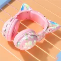 Cartoon Gaming Anime Headphones LED Stereo Music Headphones with Microphone Control -B. 