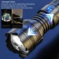 20000LM Most Powerful LED Flashlight Super Bright Long Range Torch Type-C Charging Tactical Flashlight With Power Display. 
