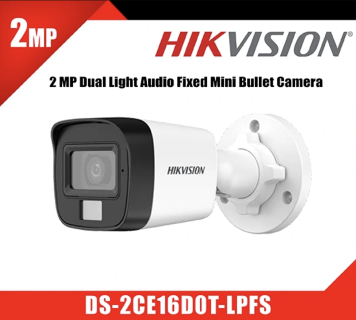 HIKVISION DS2CE16D0TLPFS 2MP Dual Light Audio Fixed Mini Bullet CCTV