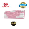Redragon K617 Fizz 60% Wired HOT SWAPPABLE RGB Gaming Keyboard, 61 Keys Compact Mechanical Keyboard White and Pink Color Keycaps(RED SWITCH). 