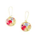Foreign Trade New Irregular round Rose Petals Dried Flower Earrings Epoxy Floral Earrings Ear Studs diy. 