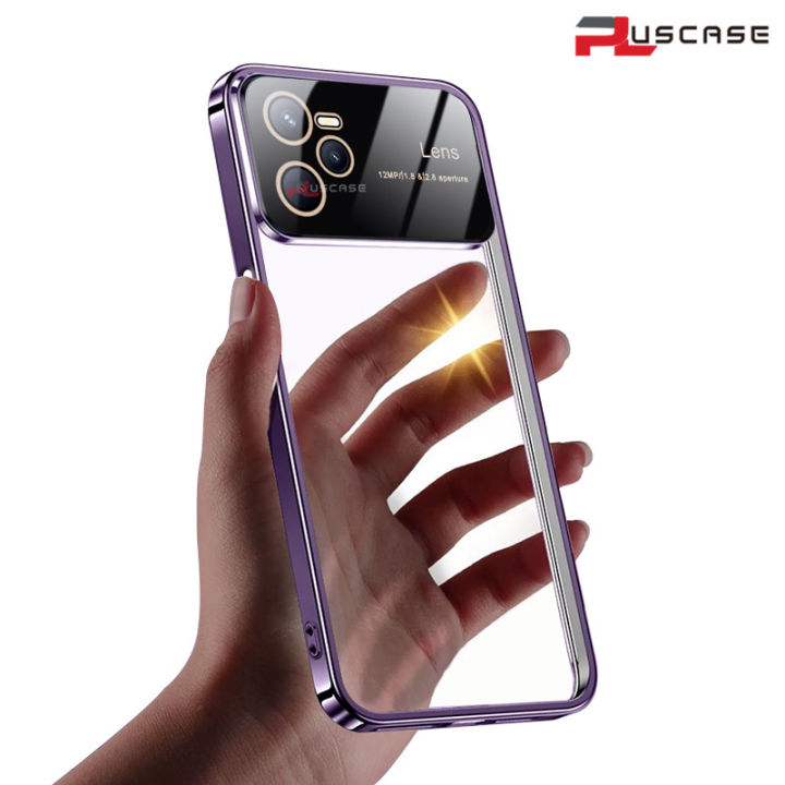 PlusCase for Realme C35 / Realme Narzo 50A Prime Crystal Clear Case Electroplating Soft Ultra Thin Phone Back Cover