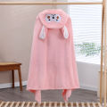 Coral velvet cape cartoon kids hooded bath towel baby bath swim can wear absorbent cape cartoon hooded bucket.
