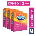 Durex Pleasure Me Condoms - Combo Pack (9 pcs) - Easy-On Shape, Dermatologically Tested, 56mm Nominal Width.