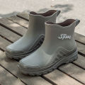 Rain Boots Men's Labor Protection Work Rubber Shoes Middle Tube Non-Slip Waterproof Kitchen Fishing Shoes Outdoor Rain Boots Soft Bottom Rain Shoes Men. 