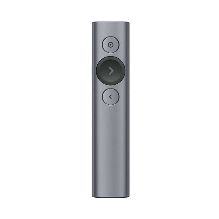 Logitech Spotlight Wireless Presentation Remote, 2.4 GHz and Bluetooth, USB-Receiver, Digital Laser Pointer, 30-Meter Operating Range, Dual Connectivity, Timer, PC/Mac/Android/iOS - Slate