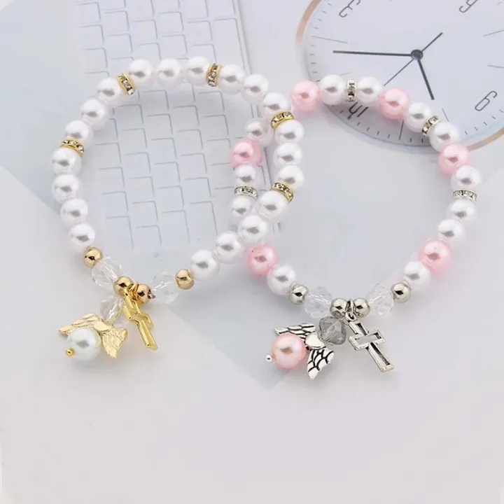 Religious%20Pearl%20Bracelet%20Angel%20Wing%20Cross%20Beaded%20Bracelet%20Baby%20Shower%20Girl%20Boy%20Baptism%20Gift%20-%20Image%202