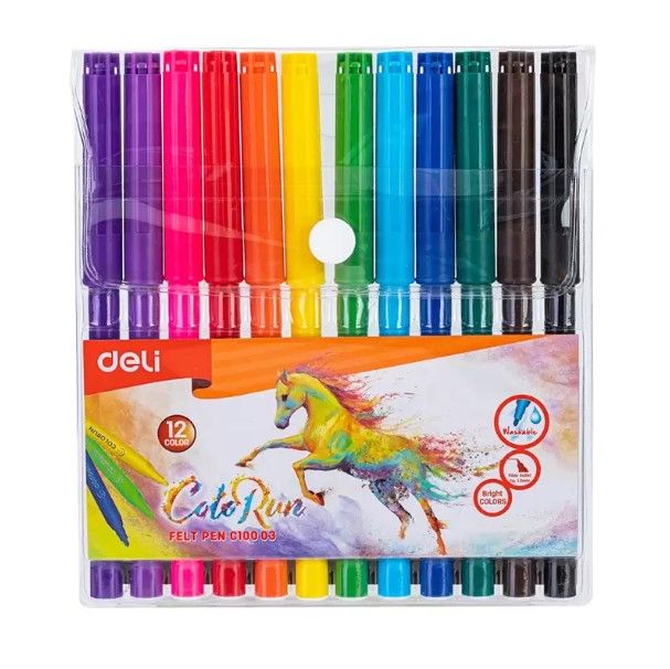 Deli EC10003 Washable 12 Color Felt Pen/Signing Pen