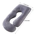 Large Size Pregnancy Pillow Gray J-Shape Pregnant Pillow Crystal velvet Full Body Maternity Pillow for Pregnant Women.