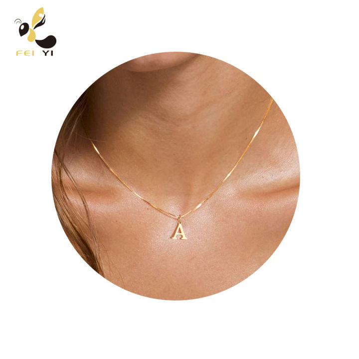 Gold Initial Necklaces for Women Girls Gold Letter Tiny A-Z Pendant Choker  Necklace Gold Jewelry Necklace for Teen Girls Gift