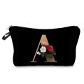 26 Initials Flower Cosmetic Bag A-Z Letter Makeup Bags Women Travel Bridesmaid Ladies Portable Cosmetic Case Girls Beauty Bags. 