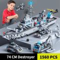 1560pcs 6 IN 1 Military Navy Ship Sets Building Blocks Toys Brick Aircrafted Carrier Army Warship WW2 Heavry Tank Headquarters KankongAgu.