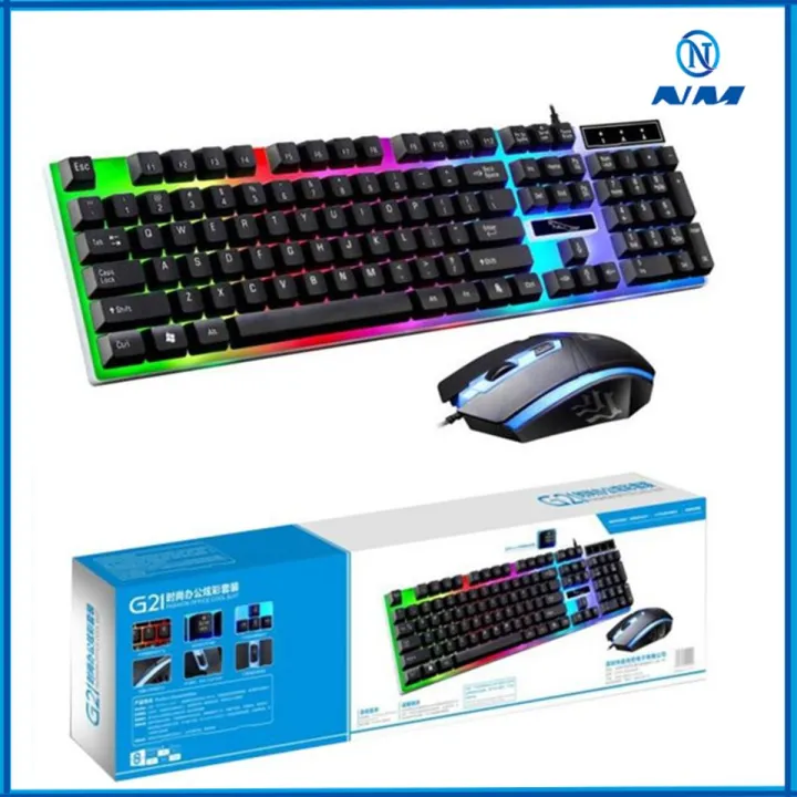G21 Keyboard Wired USB Gaming Mouse Flexible Polychromatic LED Lights Computer Mechanical Feel Backlit Keyboard Mouse Combo Combo Package For Gamers Gaming