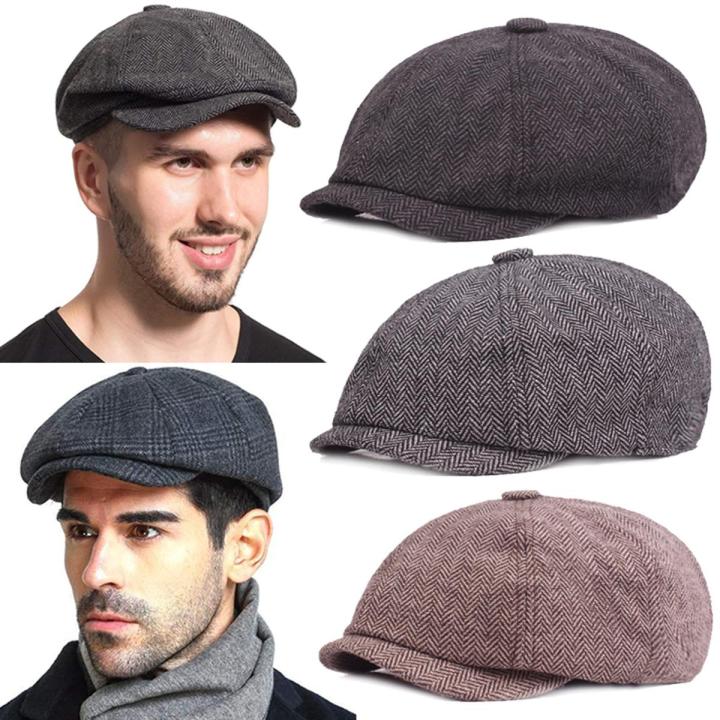 Fashion Outdoor Linen Beret Hat Men's Classic Retro Casual Octagonal Cap
