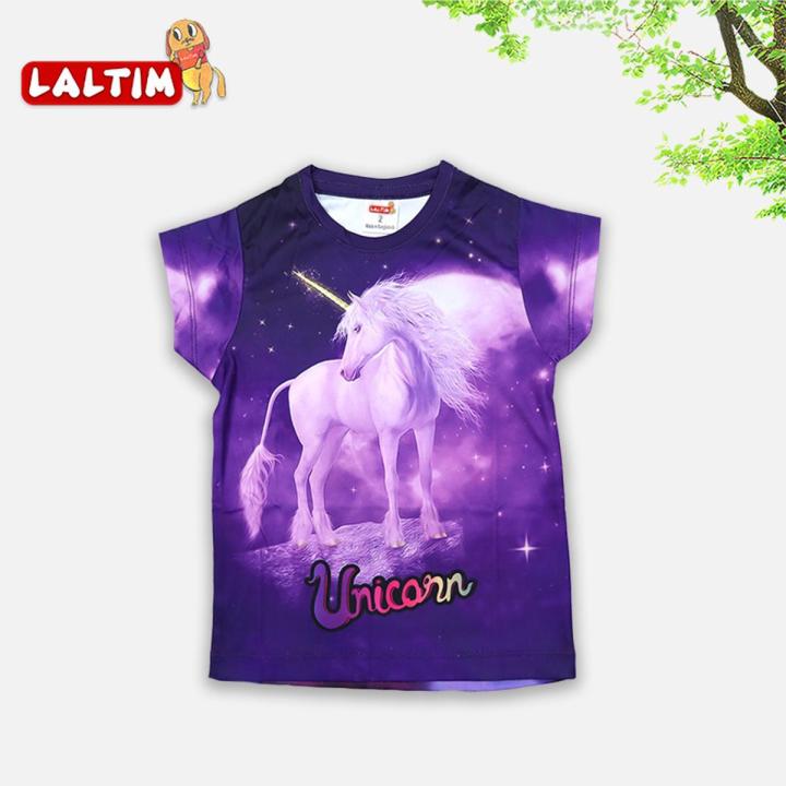 Unicorn Purple 3D or Sublimation Print Synthetic Fabrics T-Shirt for Girls