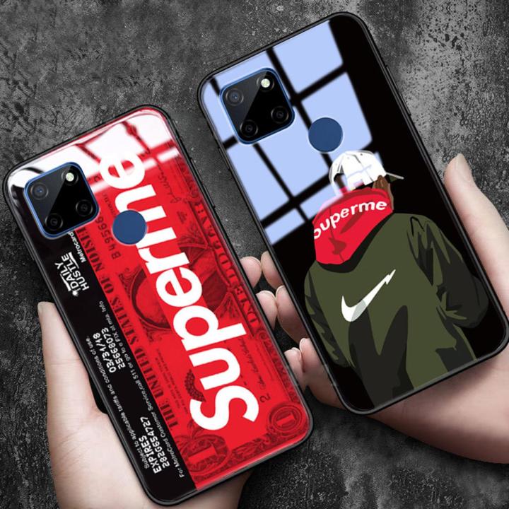 Supreme Phone Case Realme C21Y Back Cover Tempered Glass Protector Mirror Cases SUP Superme Supreme Design Realme C21Y Case