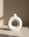 Modern Donut Flower Vase – Decorative Gypsum Home Decor.
