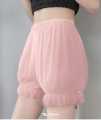 Women’s Silk Puffy Style Shorts with Ruffle Trim.