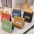 2024 Retro Simple Solid Color Desk Calendar Desktop Paper Mini Stand Calendar Daily Table Planner Yearly Agenda Organizer. 