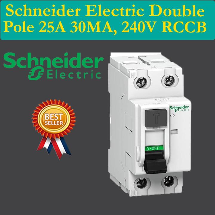 Schneider Double Pole Rccb Residual Current Circuit Breaker 25A 30MA, 240V Original
