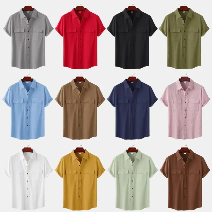 Cotton%20Linen%20Solid%20White%20Shirts%20for%20Men%20Summer%20Double%20Pocket%20Short%20Sleeve%20Casual%20Shirt%20Mens%20Business%20Holiday%20Breathable%20Camisas%20-%20Image%202