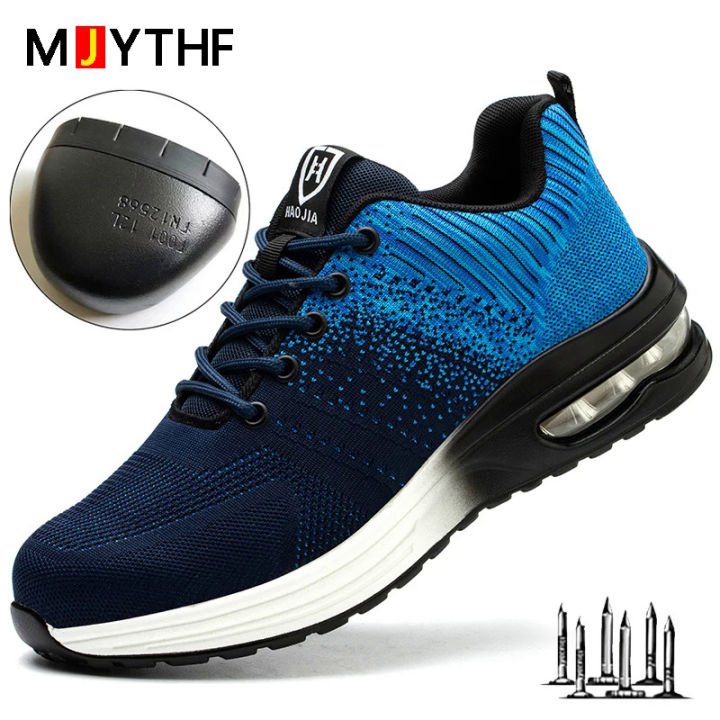 【selevn roind】 Fashion Safety Shoes Men Boots Steel Toe Shoes Men Puncture-Proof Work Sneakers Male Shoes Work Boots Indestructible Footwear