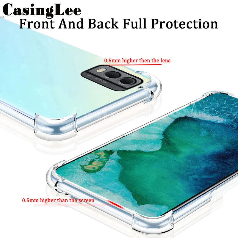 CAXKJE Custodia + Vetro Temperato Per Nokia C32 – Cover Morbida TPU Trasparente, Antiurto