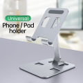 Aluminum Alloy Mobile Phone Holder Lazy Tablet Stand Creative Desktop Bracket Metal Support Multi-angle Data Line Hole For Phone.