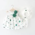 2022 Summer Newborn Baby Clothes Baby Girl Clothes Cute Print Sleeveless Cotton Beach Dress + Sun Hat Princess Dresses. 