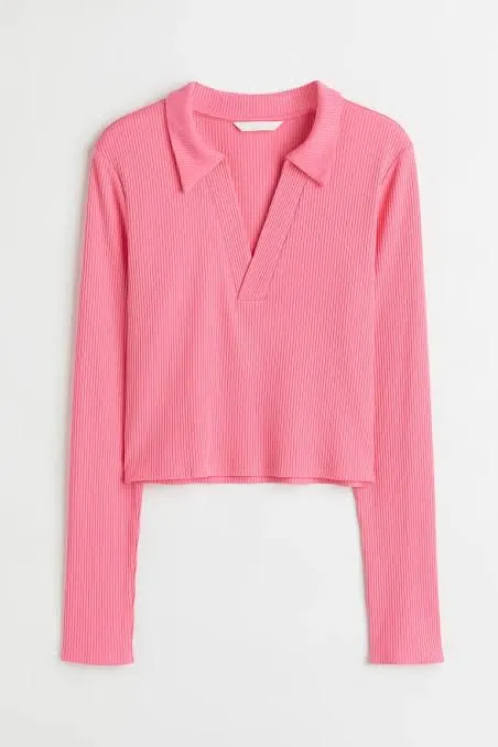 Ladies%20Long%20Sleeve%20Crop%20Top%20-%20Pink%20-%20Blouse%20-%20Image%202