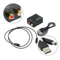 Digital Optical Coax to Analog RCA L/R Audio Converter Adapter with Fiber Cable & USB Cable & Mainframe.