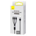 Baseus 3 in 1 Rapid Series Fast Charging Micro USB + Lightning + Type-C Cable,Black. 