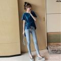 Solid Color round Neck T Regular Women's Summer Wear New Clothes Bottoming Design T-shirt Top Scheming Half Sleeve 2024 All-Matching 々.