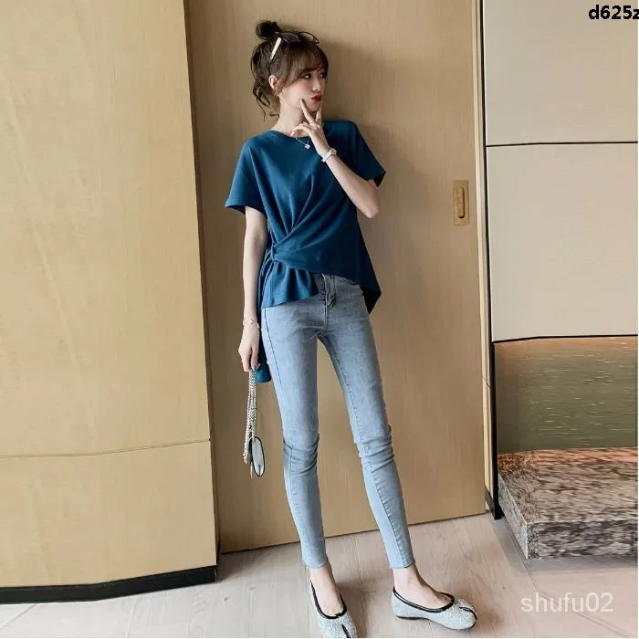 Solid%20Color%20round%20Neck%20T%20Regular%20Women's%20Summer%20Wear%20New%20Clothes%20Bottoming%20Design%20T-shirt%20Top%20Scheming%20Half%20Sleeve%202024%20All-Matching%20%E3%80%85%20-%20Image%208