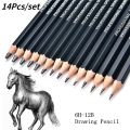 14Pcs/box Professional Sketch And Drawing Writing Pencil Stationery Supplies 6H-12B Pencil Painting Tool. 