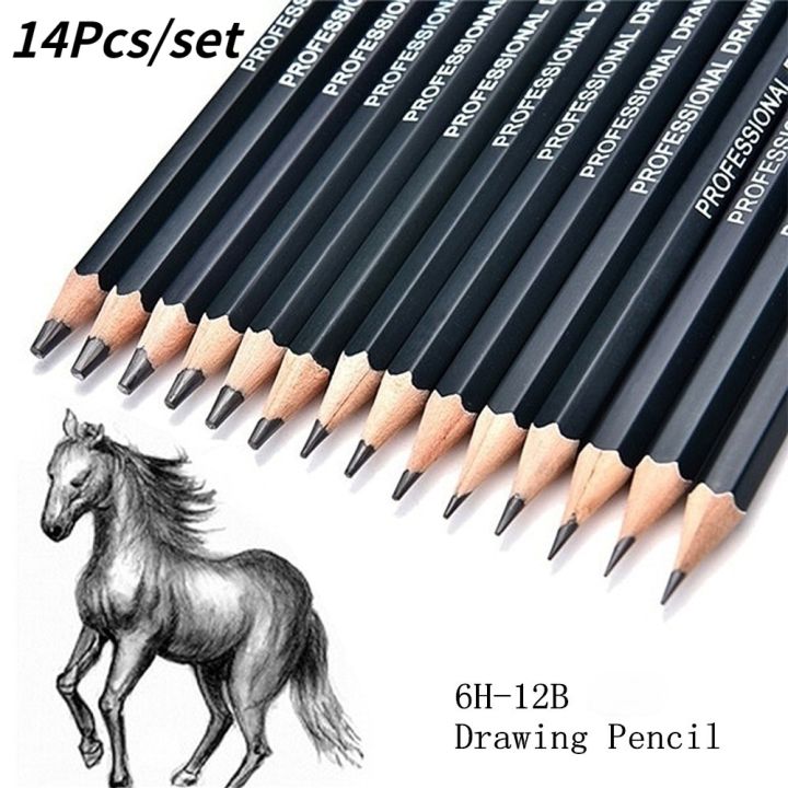 14Pcs/box%20Professional%20Sketch%20And%20Drawing%20Writing%20Pencil%20Stationery%20Supplies%206H-12B%20Pencil%20Painting%20Tool%20-%20Image%203