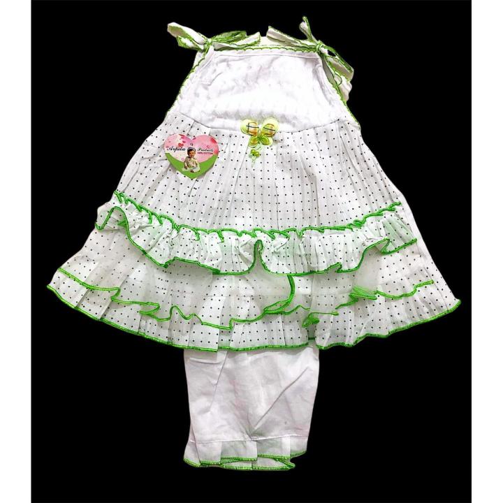 White_Color Baby Girl Cotton Dress Set.