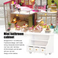 Mini Cabinet, Composite Wood Stylish Well Workmanship Gorgeous Doll House White Cabinet for Shower Room for Girls. 