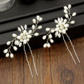 Ebay cross-border source Korean bridal handmade pearl crystal hairpin pins U-clamp wedding headwear.